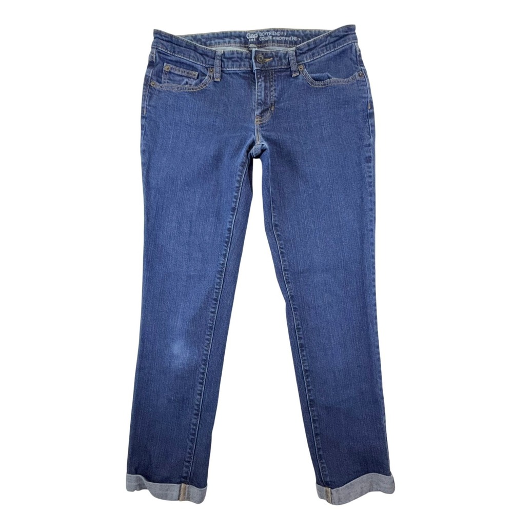 Gap 1969 Boyfriend Fit Selvedge Jeans Women's 27R Blue Rinse‎ Mid Rise Straight